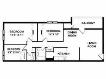 3 beds, 1.5 baths, 1,111 sqft, $1,375