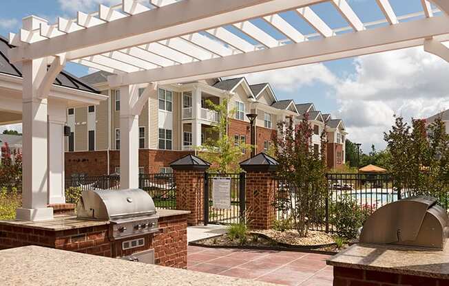 Grilling area under pergola