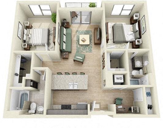 2 beds, 2 baths, 934 sqft, $2,998