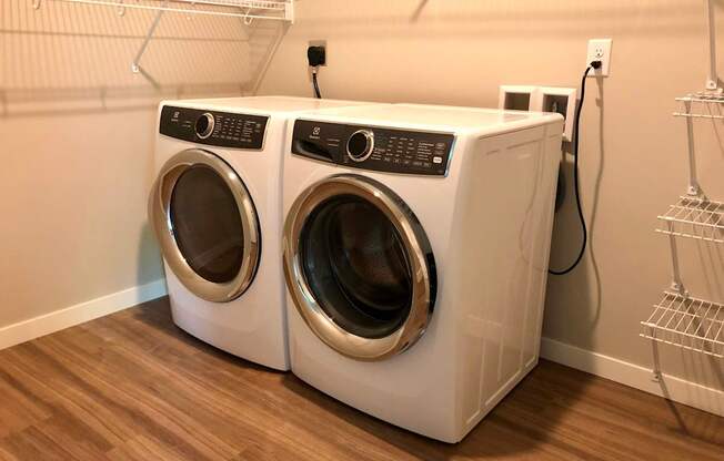 In Unit Washer Dryer, front load,  Senior Apartment, Senior living, Maplewood, White Bear Lake, Saint Paul, Frost English Silver