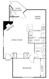 1 bed, 1 bath, 797 sqft, $1,114
