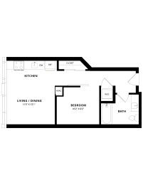 1 bed, 1 bath, 495 sqft, $2,033