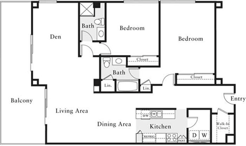 2 beds, 2 baths, 1,393 sqft, $6,055, Unit 0520