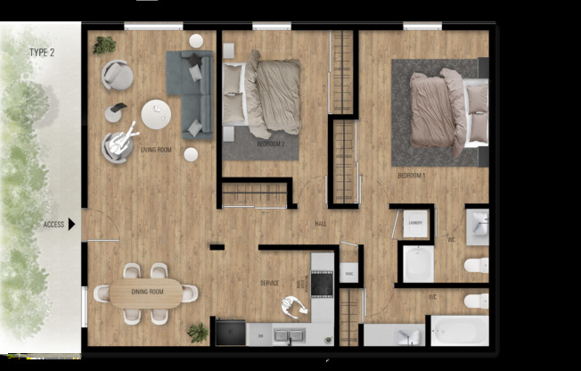 2 beds, 2 baths, 1,000 sqft, $1,692