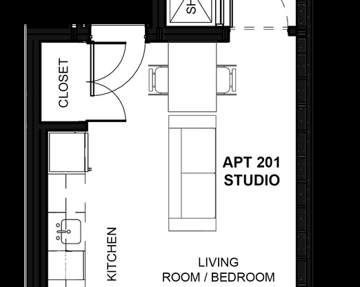 Studio, 1 bath, 408 sqft, $1,200