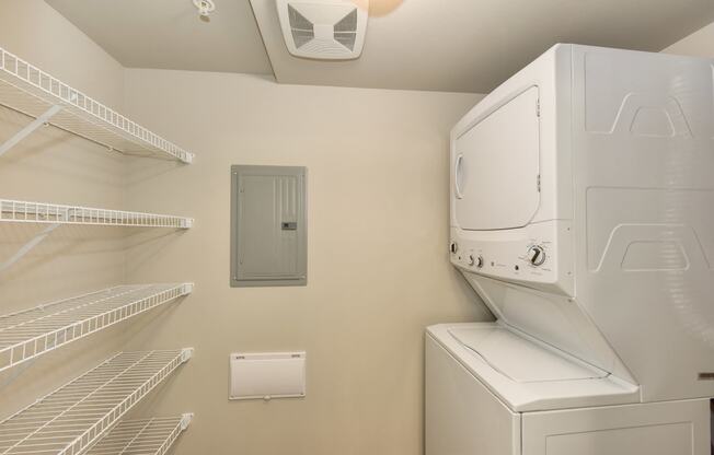 Laundry and Closet with Washer/Dryer, Shelves,