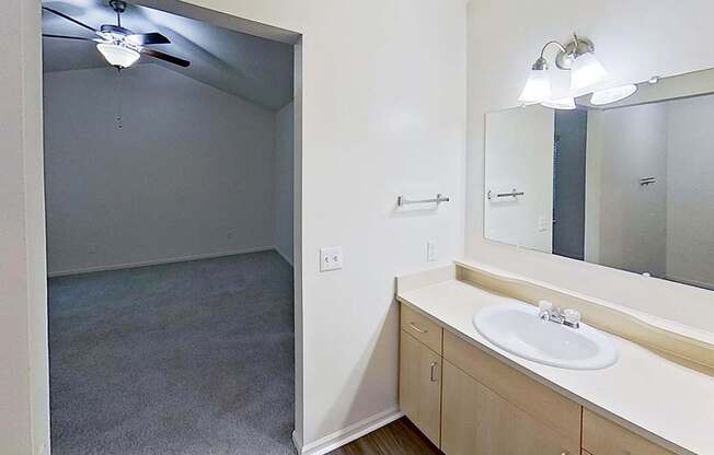 Bathroom with large vanity at Foxwood and The Hermitage, Michigan, 49024