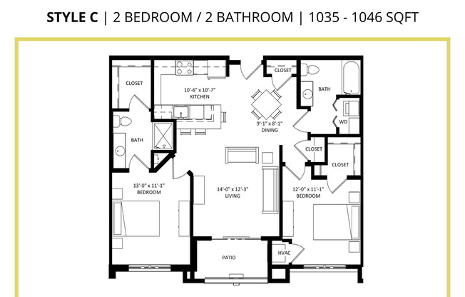 2 beds, 2 baths, 1,046 sqft, $1,600, Unit 226