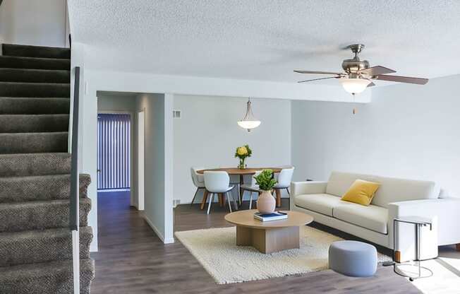 Renovated Townhome Open Living and Dining Space