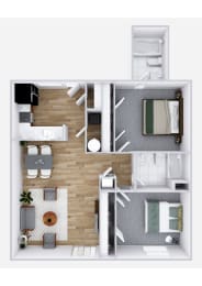2 beds, 2 baths, 950 sqft, $1,824