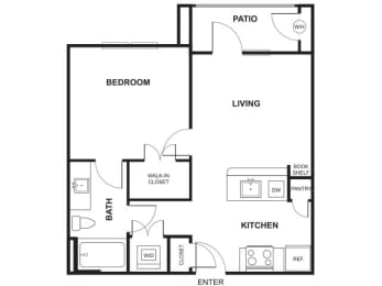 1 bed, 1 bath, 593 sqft, $1,316