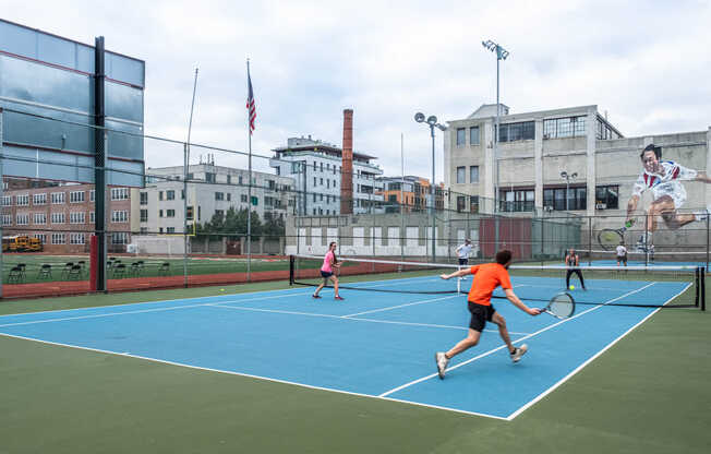 Home to multiple athletic courts, Columbus Square Park is just a 5-minute walk away.