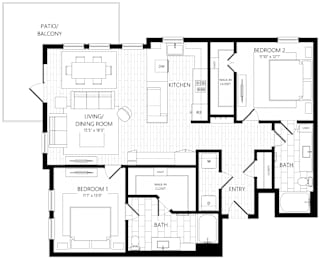 2 beds, 2 baths, 1,342 sqft, $4,110