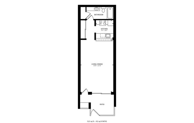 Studio, 1 bath, 524 sqft, $1,916, Unit D137