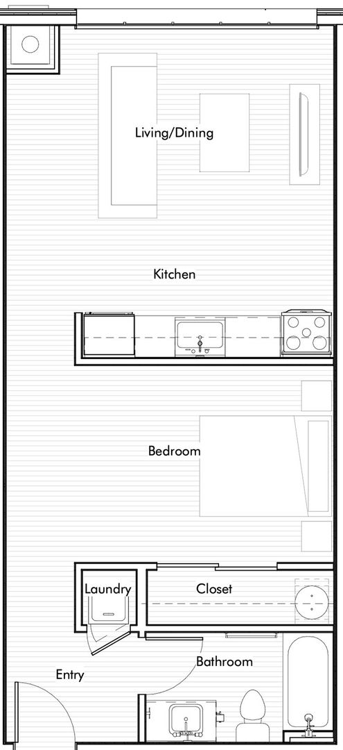 Studio, 1 bath, 615 sqft, $1,500, Unit Unit 407
