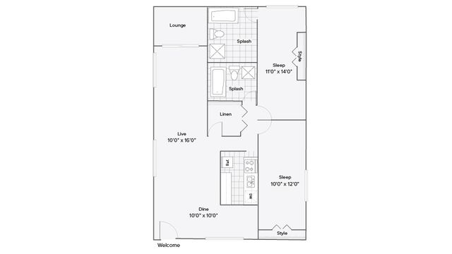 2 beds, 2 baths, 1,161 sqft, $1,309