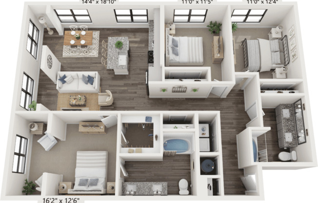 3 beds, 2 baths, 1,498 sqft, $1,955, Unit 1323