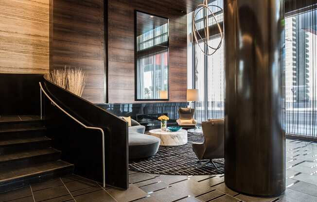 a look at the lobby at the kimpton muse hotel in chicago