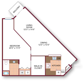 1 bed, 1 bath, 970 sqft, $2,775