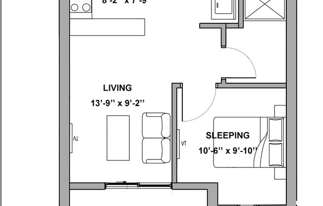 1 bed, 1 bath, 653 sqft, $1,945, Unit 617 S