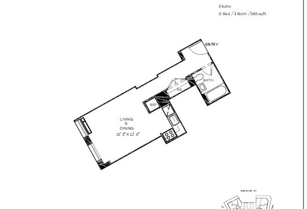 Studio, 1 bath, $3,750, Unit 1703