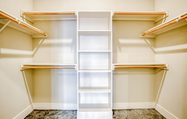 Walk-In closets with built in shelving at Eleven by Windsor 811 East 11th Street Austin, TX 78702