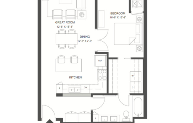 1 bed, 1 bath, 790 sqft, $1,895, Unit 107