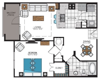 1 bed, 1 bath, 810 sqft, $1,247