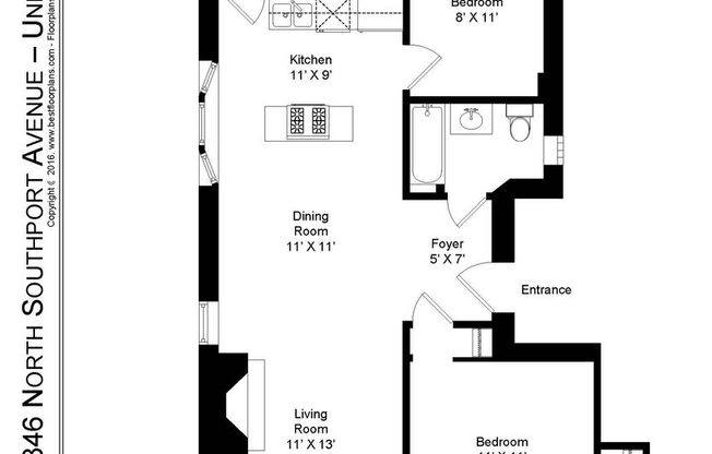 2 beds, 1 bath, 875 sqft, $2,995, Unit 3846-3