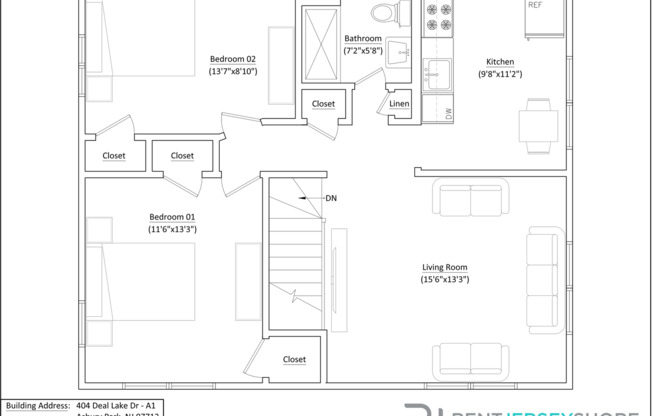 2 beds, 1 bath, 822 sqft, $2,492, Unit A1