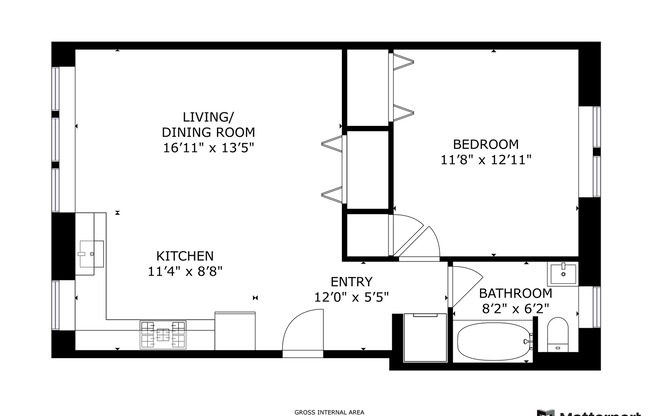 1 bed, 1 bath, 621 sqft, $1,375, Unit 18