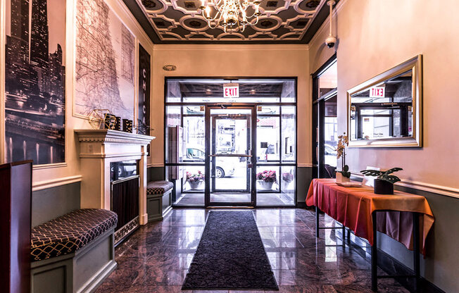 Atrium Style Lobby at 14 West Elm Apartments, Chicago, IL