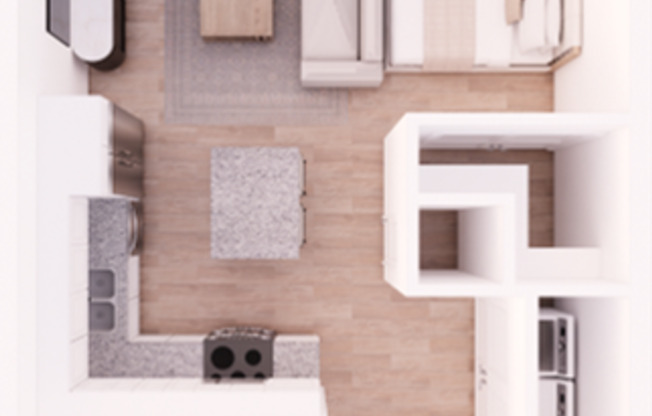 Studio, 1 bath, 595 sqft, $1,325, Unit 1729-201