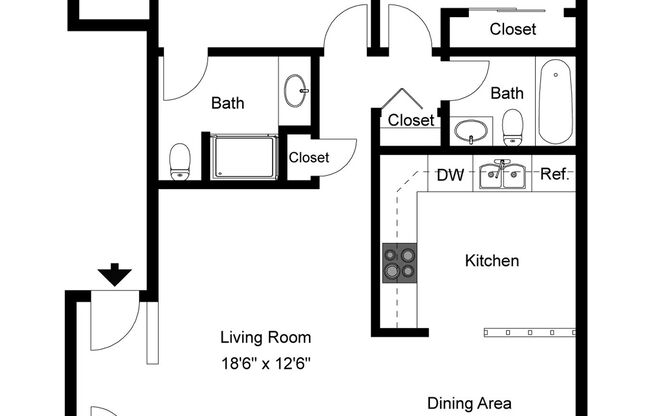 2 beds, 2 baths, 1,064 sqft, $1,850, Unit 39