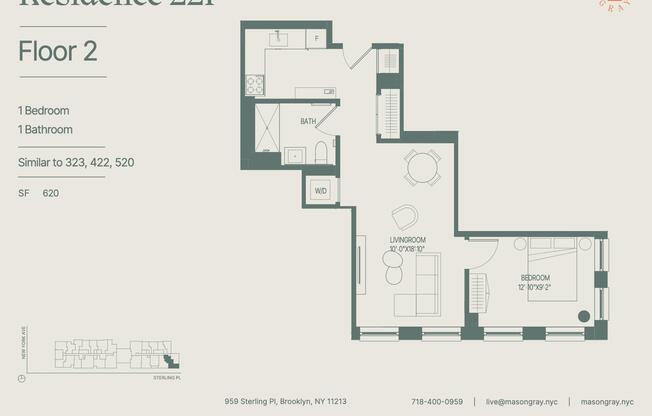 1 bed, 1 bath, 620 sqft, $3,775, Unit 323