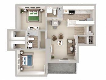 2 beds, 2 baths, 942 sqft, $1,504