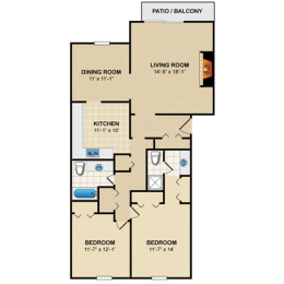 2 beds, 2 baths, 1,200 sqft, $1,467