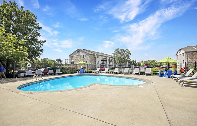 Heart shaped Blue Cool Swimming Pool at Southridge, Kansas, 66103