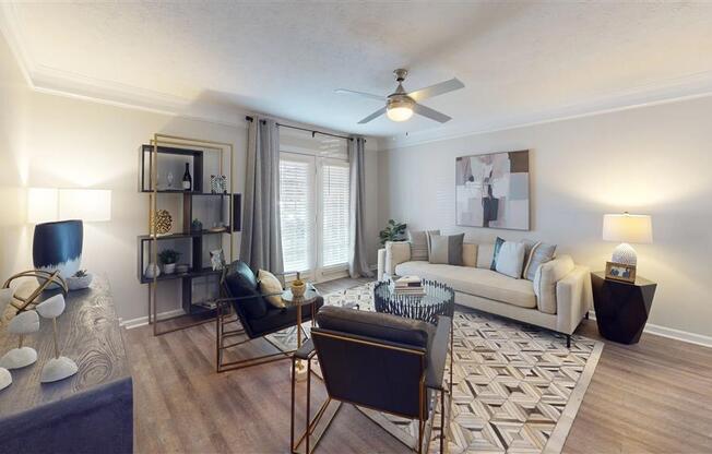 Modern Living Room at Vinings RiverVue, Atlanta, 30339