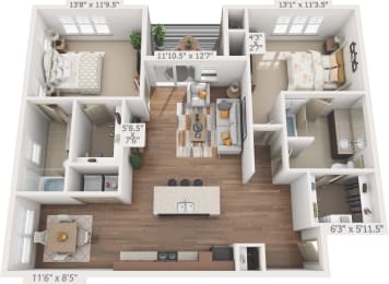 2 beds, 2 baths, 1,158 sqft, $1,872