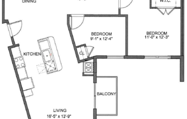 2 beds, 2 baths, 1,304 sqft, $3,245, Unit 416
