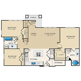 3 beds, 2 baths, 1,394 sqft, $2,407