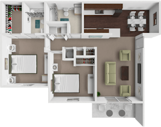 2 beds, 2 baths, 925 sqft, $1,380