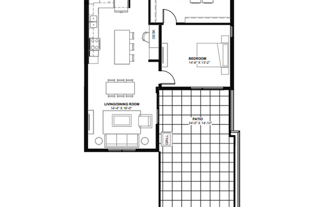1 bed, 2 baths, 1,178 sqft, $2,795, Unit P2