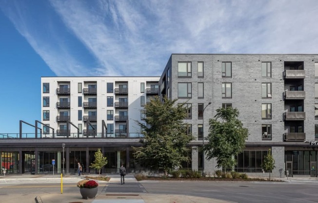 the exterior of the apartment building at Maven on Broadway, Rochester, MN, 55904