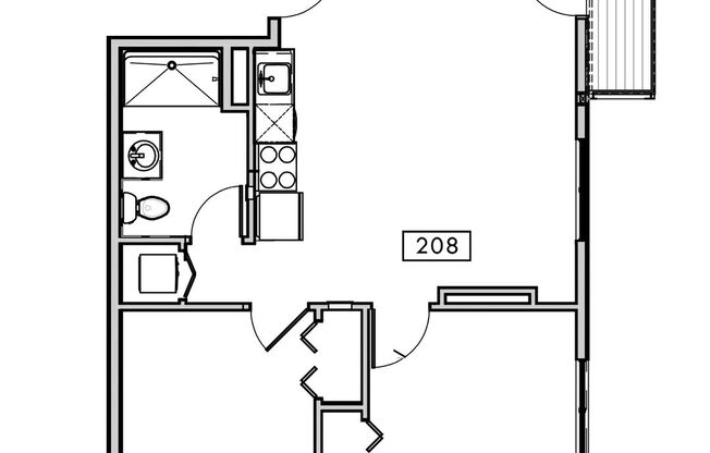 2 beds, 1 bath, 655 sqft, $1,715, Unit 208*