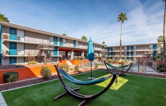hammocks in courtyard