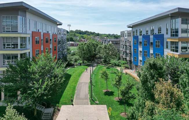 a view of the commons from the top of the building