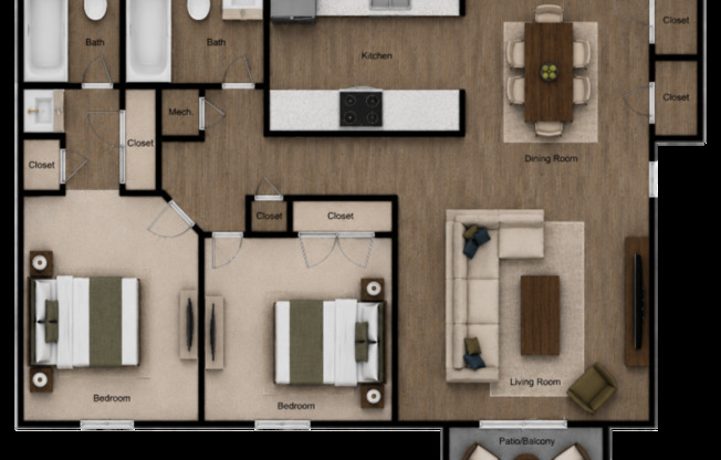 2 beds, 2 baths, 998 sqft, $1,470