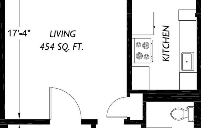 Studio, 1 bath, 454 sqft, $1,545, Unit 303